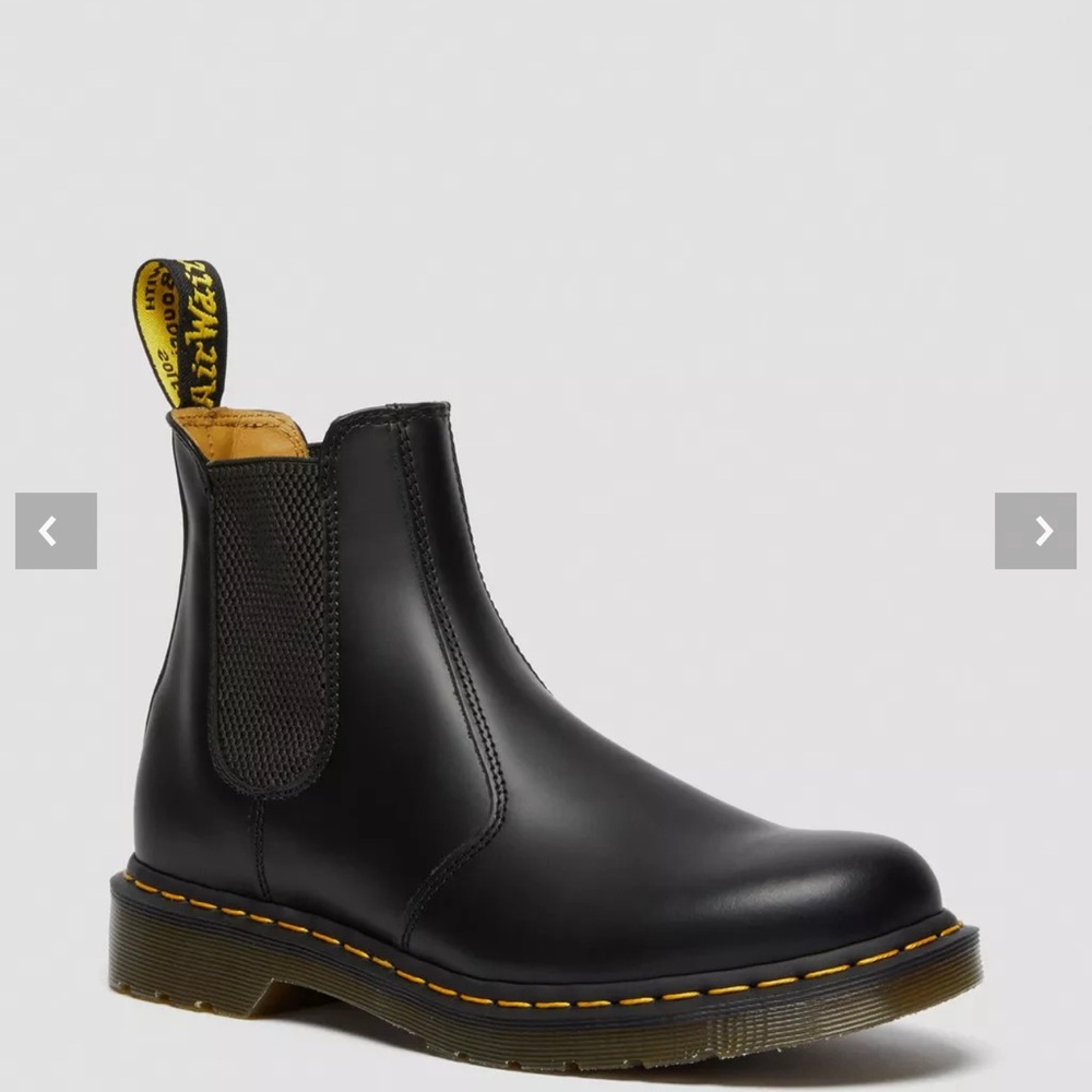Dr. Martens Black Leather Chukka Chelsea Boot with Yellow Stitching